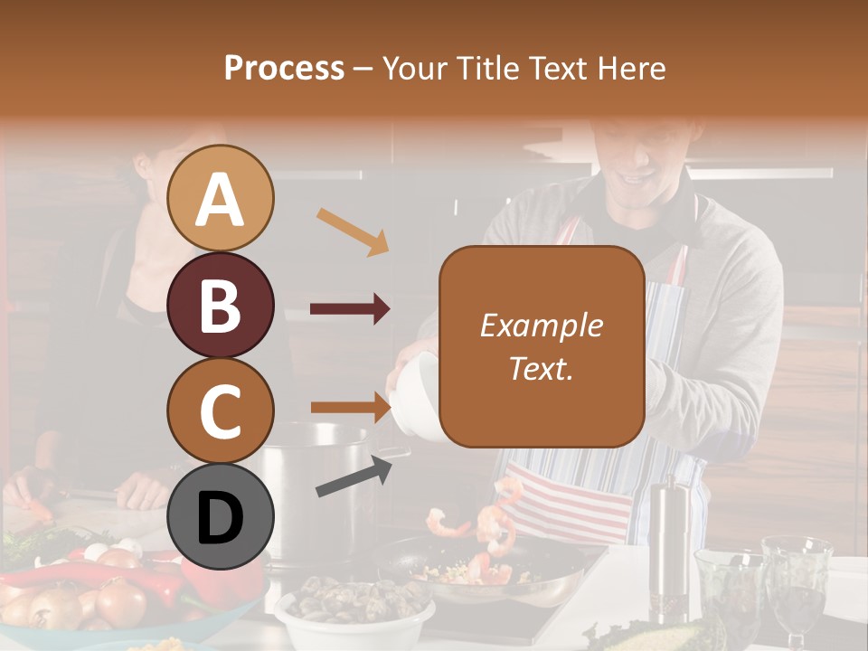 A Man And Woman Preparing Food In A Kitchen PowerPoint Template