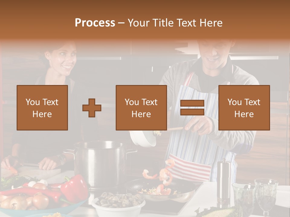 A Man And Woman Preparing Food In A Kitchen PowerPoint Template