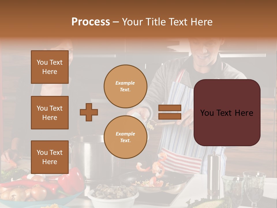 A Man And Woman Preparing Food In A Kitchen PowerPoint Template