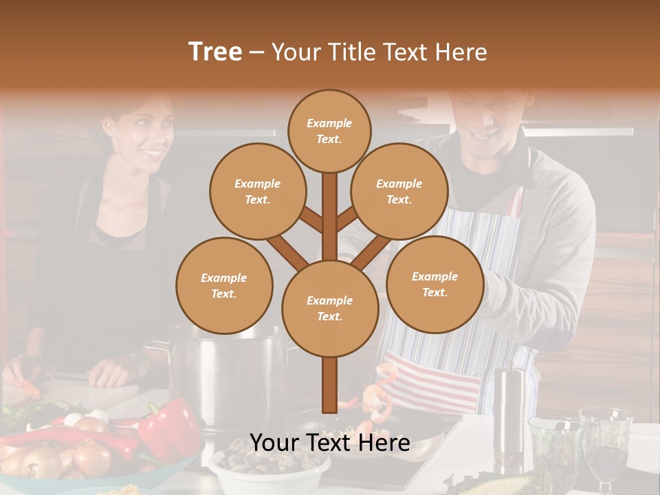 A Man And Woman Preparing Food In A Kitchen PowerPoint Template