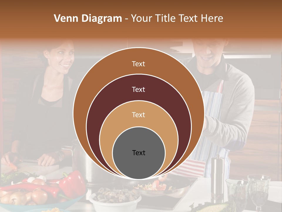 A Man And Woman Preparing Food In A Kitchen PowerPoint Template
