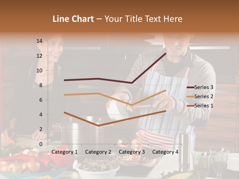 A Man And Woman Preparing Food In A Kitchen PowerPoint Template