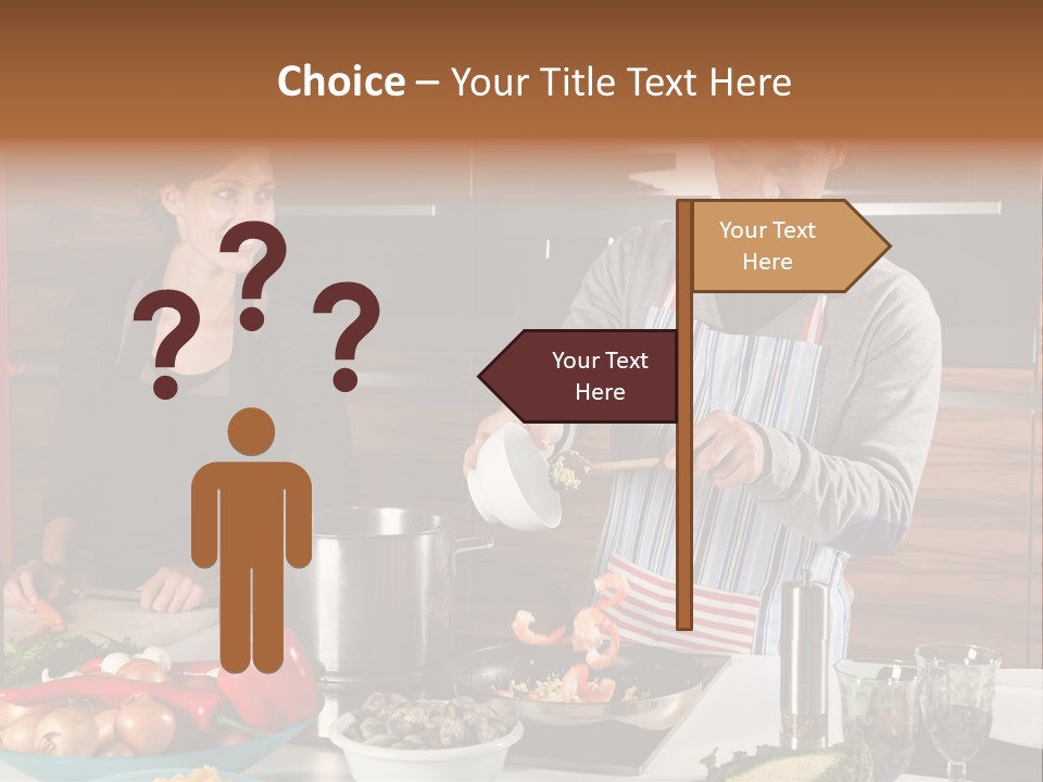 A Man And Woman Preparing Food In A Kitchen PowerPoint Template