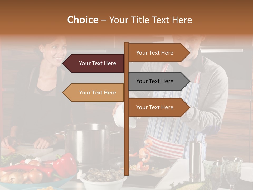A Man And Woman Preparing Food In A Kitchen PowerPoint Template