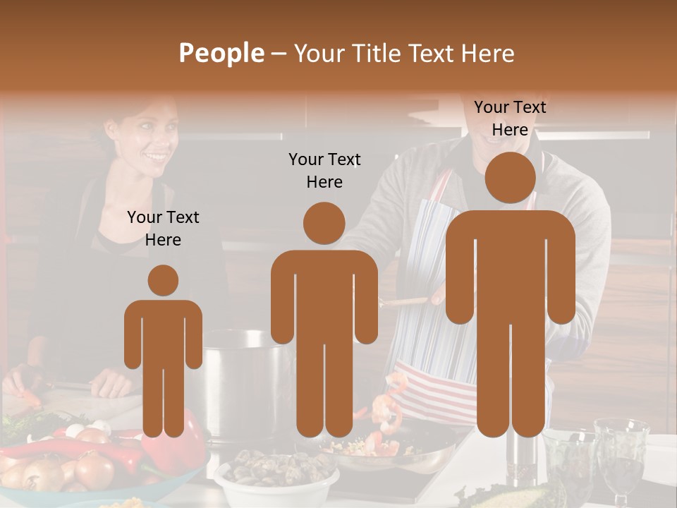 A Man And Woman Preparing Food In A Kitchen PowerPoint Template