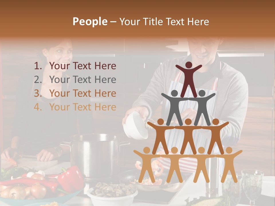 A Man And Woman Preparing Food In A Kitchen PowerPoint Template