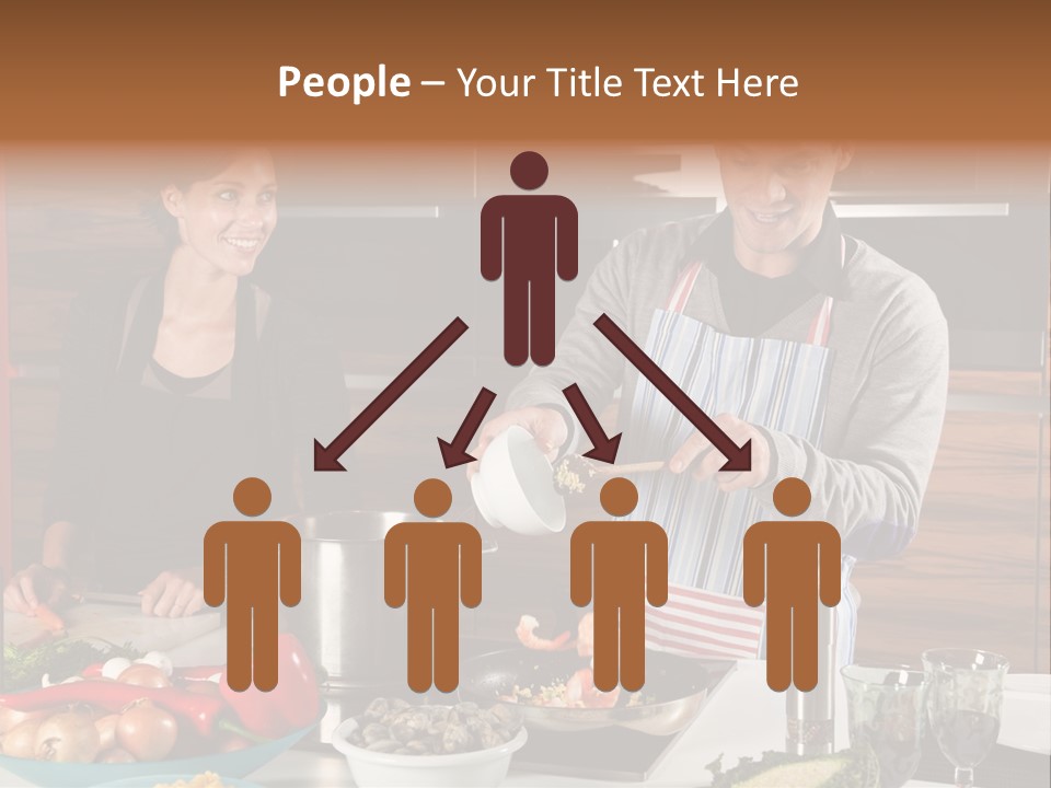 A Man And Woman Preparing Food In A Kitchen PowerPoint Template