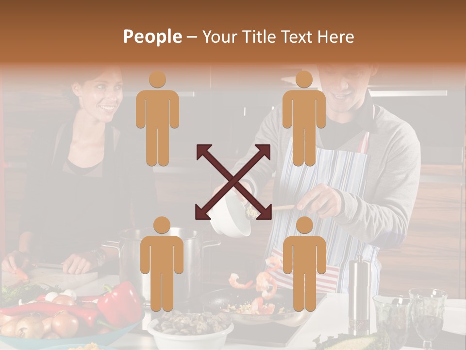 A Man And Woman Preparing Food In A Kitchen PowerPoint Template