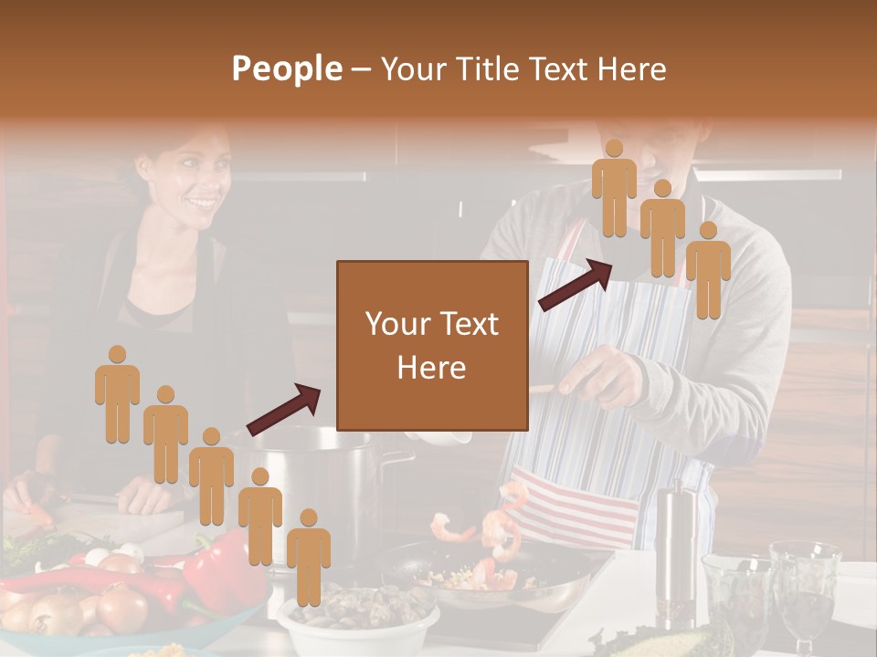 A Man And Woman Preparing Food In A Kitchen PowerPoint Template