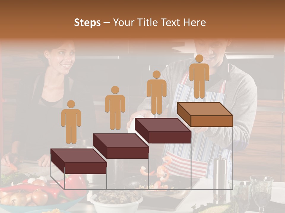 A Man And Woman Preparing Food In A Kitchen PowerPoint Template