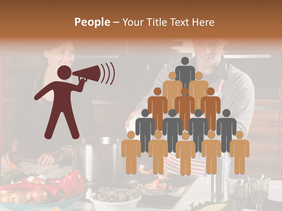 A Man And Woman Preparing Food In A Kitchen PowerPoint Template