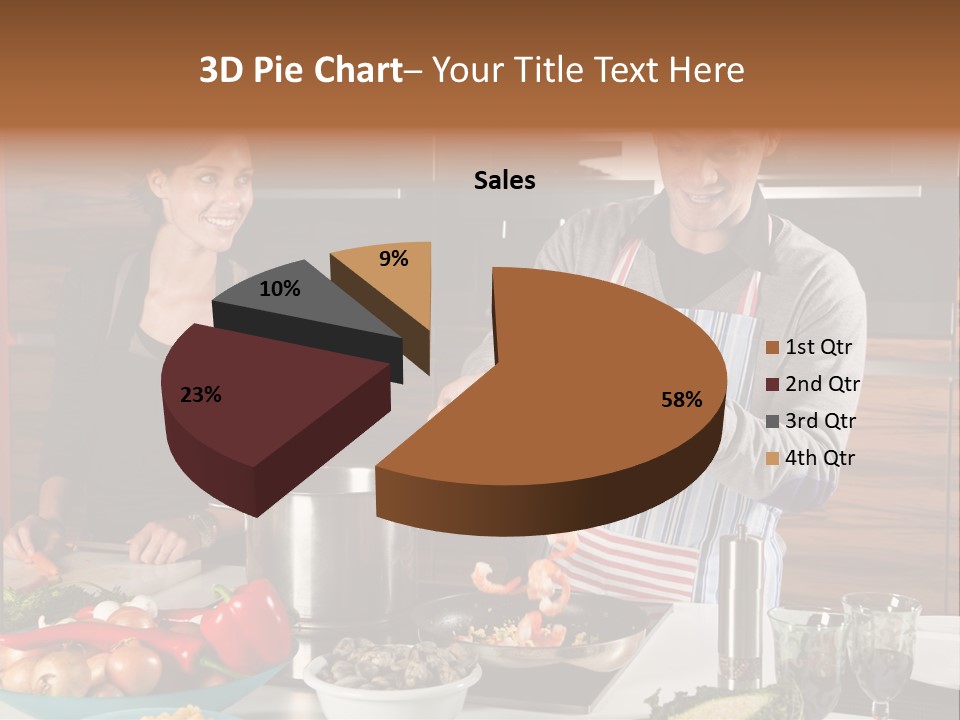A Man And Woman Preparing Food In A Kitchen PowerPoint Template