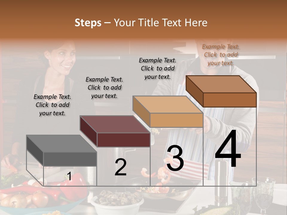 A Man And Woman Preparing Food In A Kitchen PowerPoint Template
