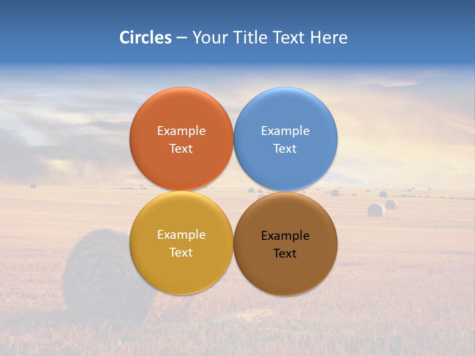 A Field Of Hay With Bales Of Hay In The Foreground PowerPoint Template