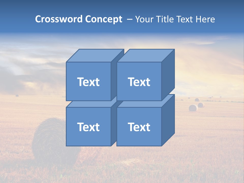 A Field Of Hay With Bales Of Hay In The Foreground PowerPoint Template