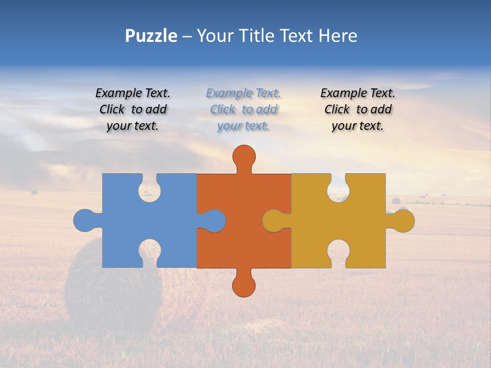 A Field Of Hay With Bales Of Hay In The Foreground PowerPoint Template