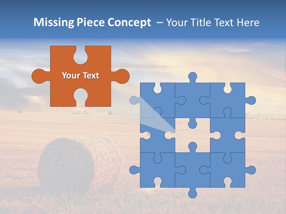 A Field Of Hay With Bales Of Hay In The Foreground PowerPoint Template