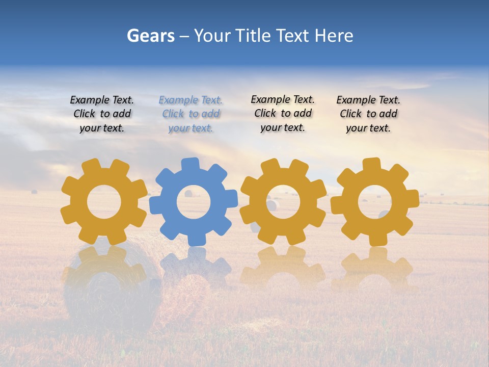 A Field Of Hay With Bales Of Hay In The Foreground PowerPoint Template