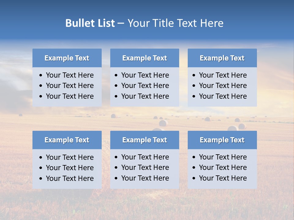 A Field Of Hay With Bales Of Hay In The Foreground PowerPoint Template