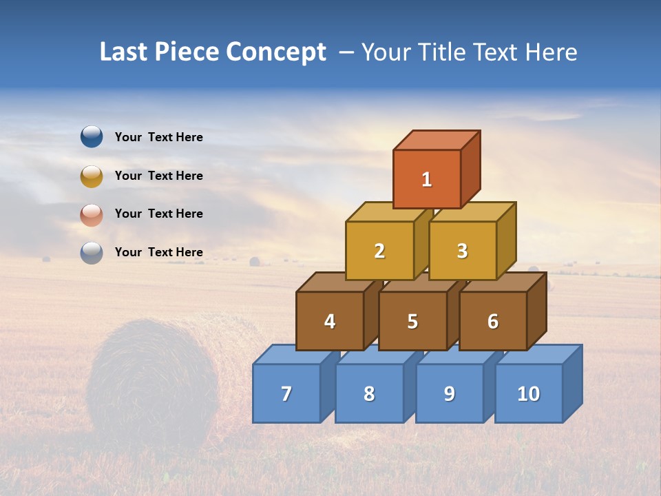 A Field Of Hay With Bales Of Hay In The Foreground PowerPoint Template