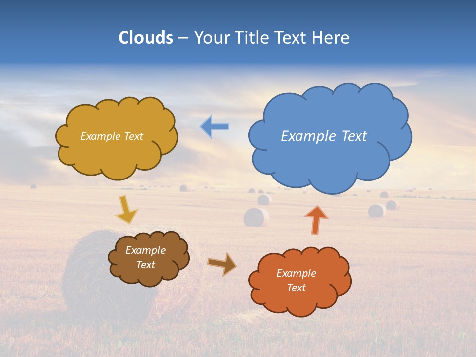 A Field Of Hay With Bales Of Hay In The Foreground PowerPoint Template