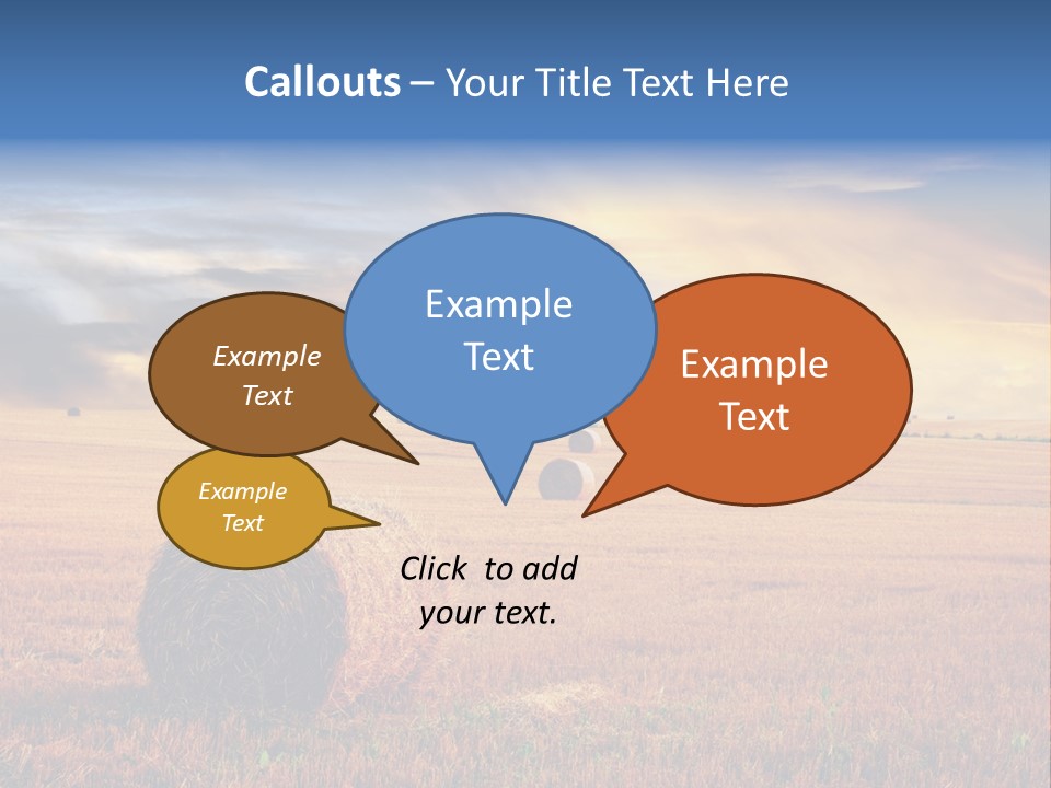 A Field Of Hay With Bales Of Hay In The Foreground PowerPoint Template