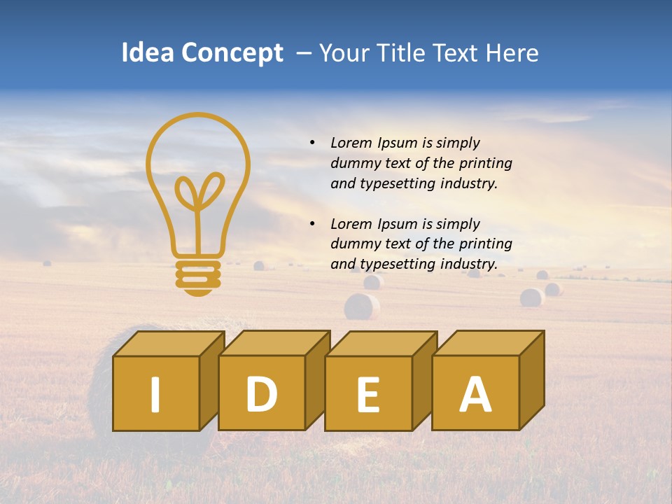 A Field Of Hay With Bales Of Hay In The Foreground PowerPoint Template