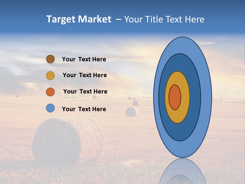 A Field Of Hay With Bales Of Hay In The Foreground PowerPoint Template