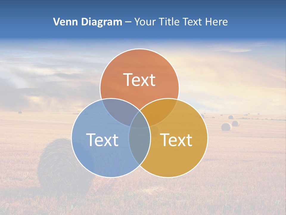 A Field Of Hay With Bales Of Hay In The Foreground PowerPoint Template