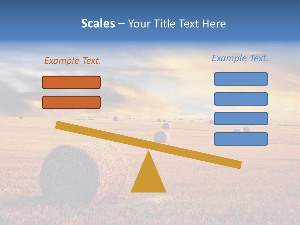 A Field Of Hay With Bales Of Hay In The Foreground PowerPoint Template
