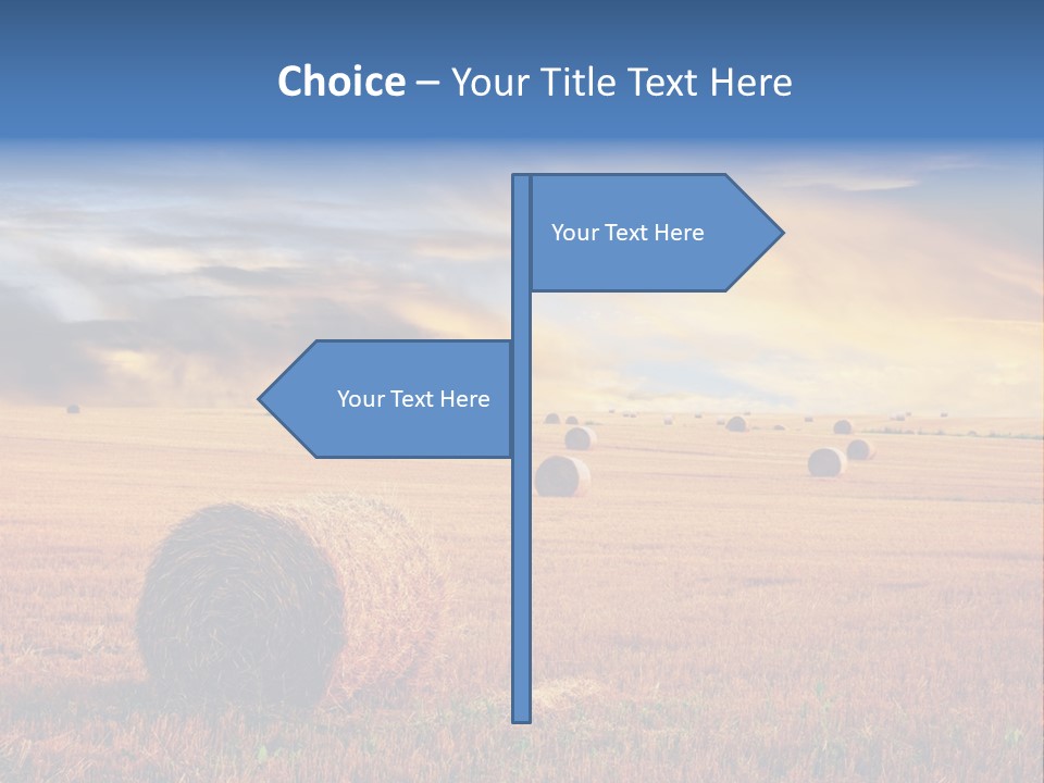 A Field Of Hay With Bales Of Hay In The Foreground PowerPoint Template