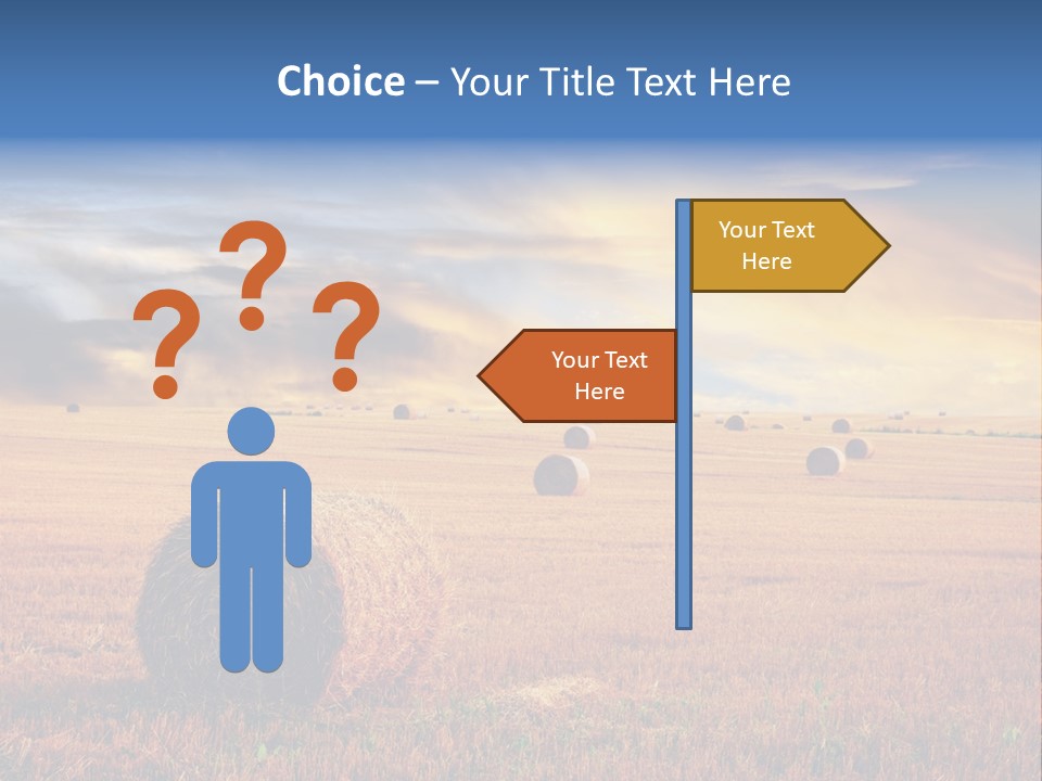 A Field Of Hay With Bales Of Hay In The Foreground PowerPoint Template