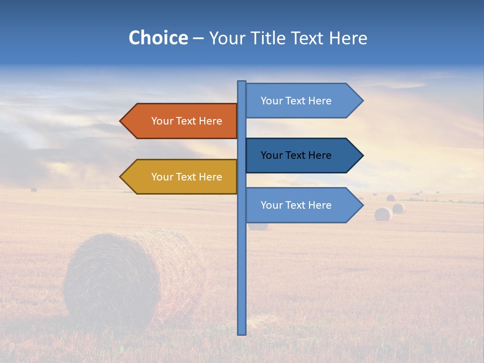 A Field Of Hay With Bales Of Hay In The Foreground PowerPoint Template