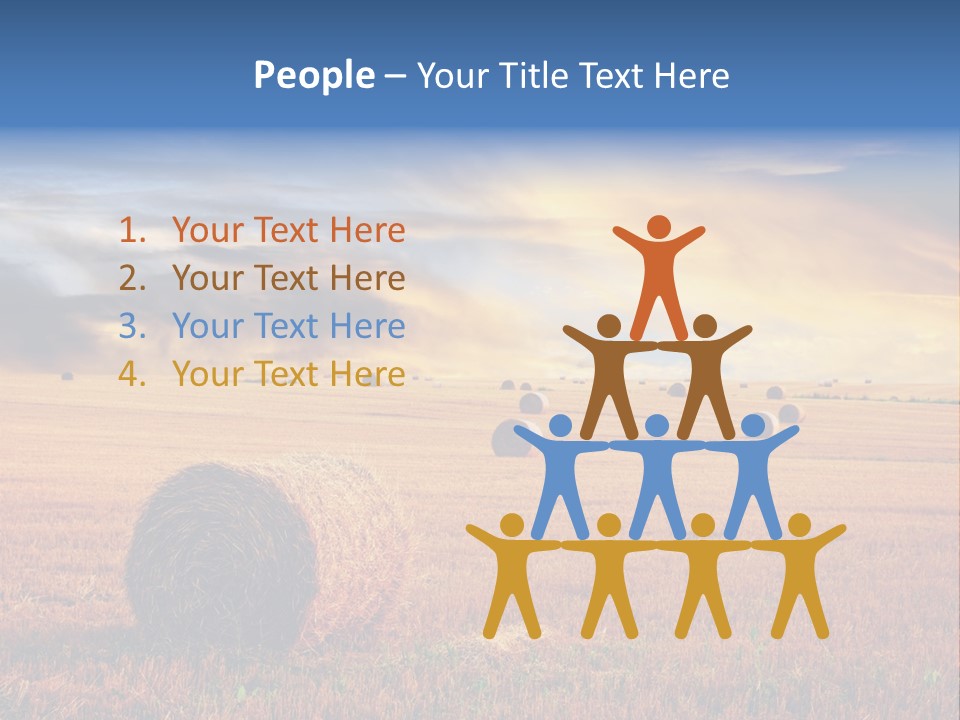 A Field Of Hay With Bales Of Hay In The Foreground PowerPoint Template