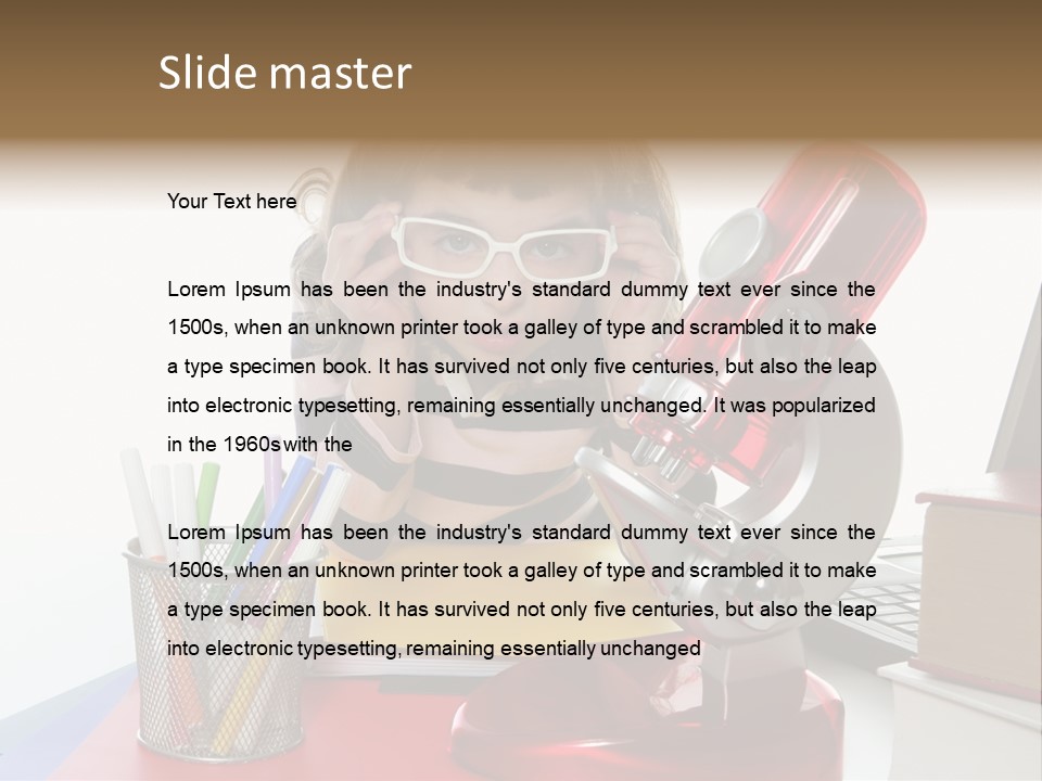 Study White Stationary PowerPoint Template