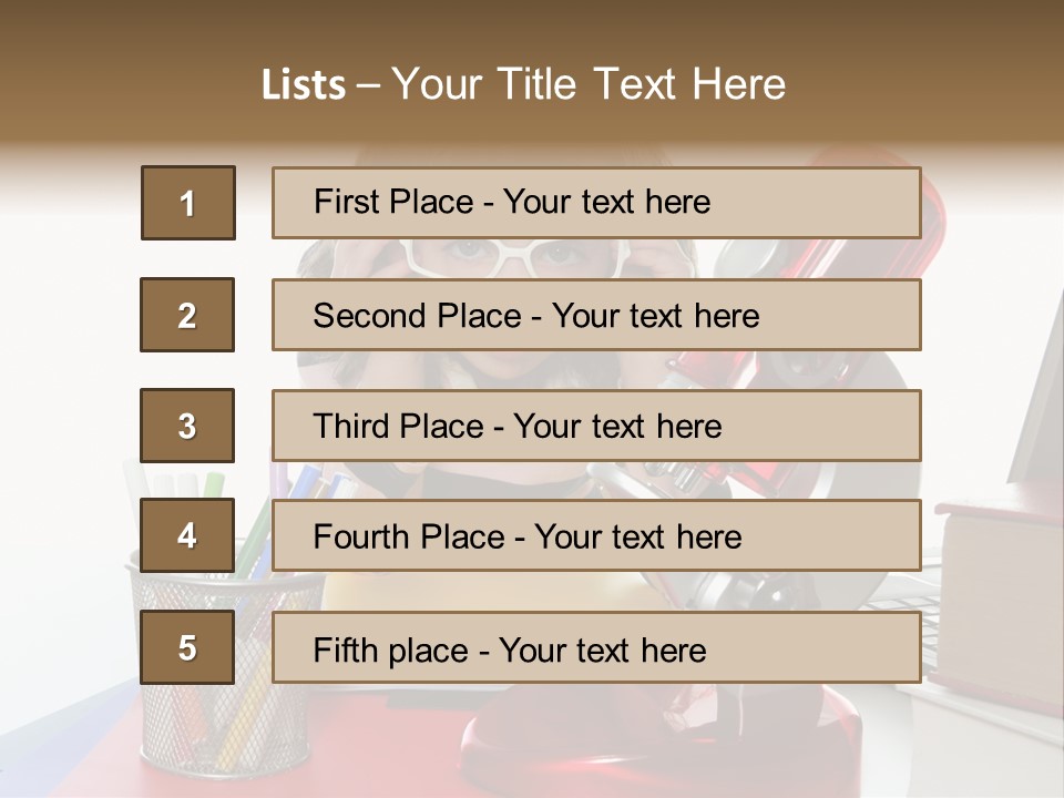 Study White Stationary PowerPoint Template