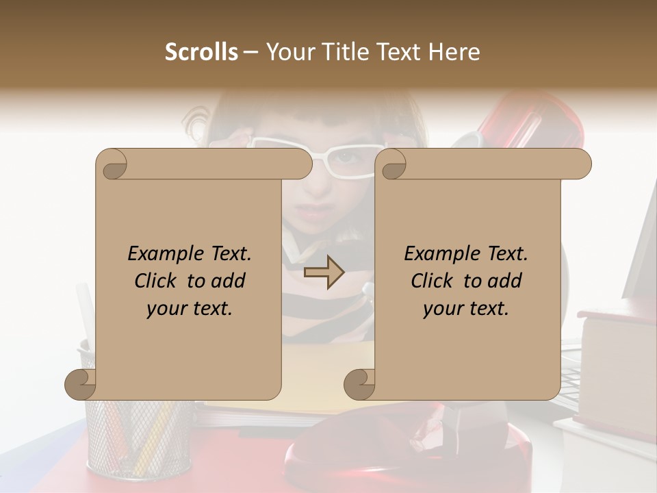 Study White Stationary PowerPoint Template