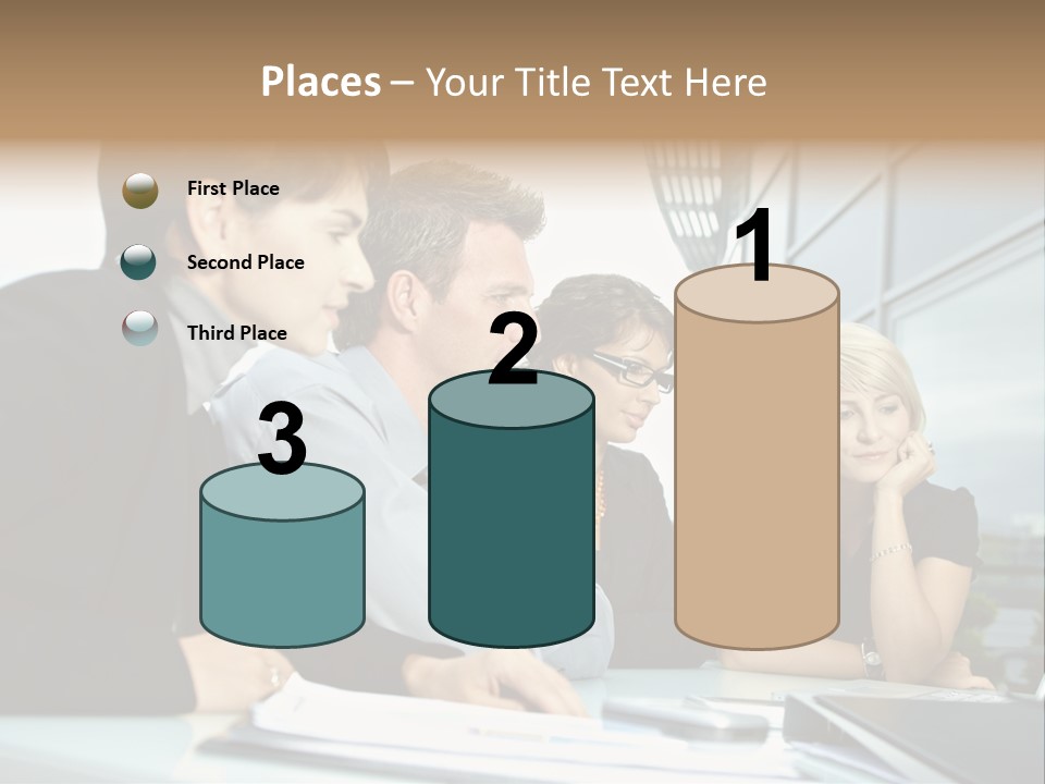 Business Table Businesswoman PowerPoint Template