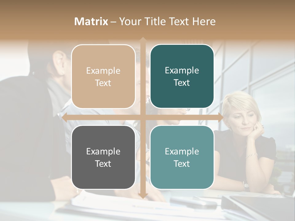 Business Table Businesswoman PowerPoint Template