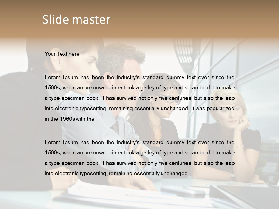 Business Table Businesswoman PowerPoint Template