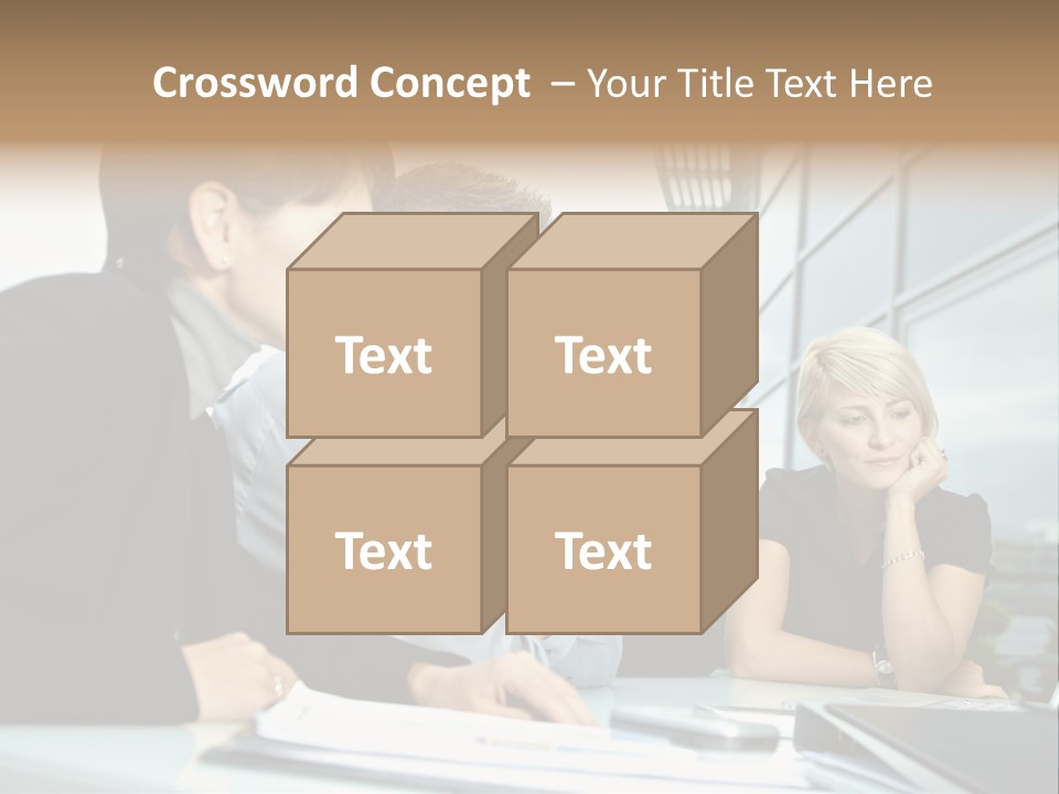 Business Table Businesswoman PowerPoint Template