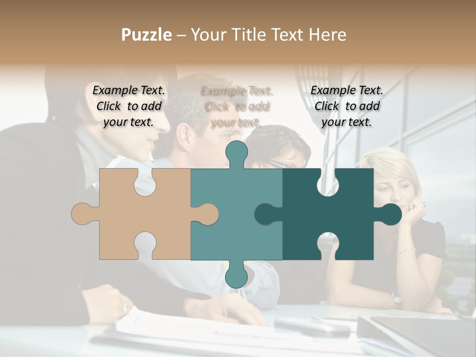 Business Table Businesswoman PowerPoint Template