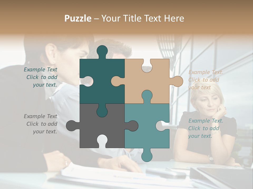 Business Table Businesswoman PowerPoint Template