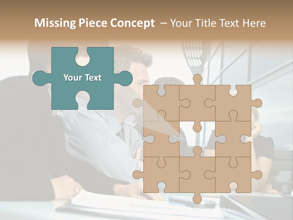 Business Table Businesswoman PowerPoint Template