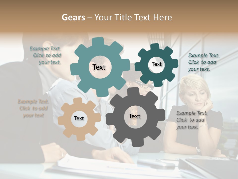 Business Table Businesswoman PowerPoint Template