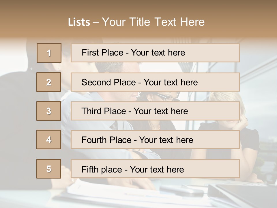 Business Table Businesswoman PowerPoint Template
