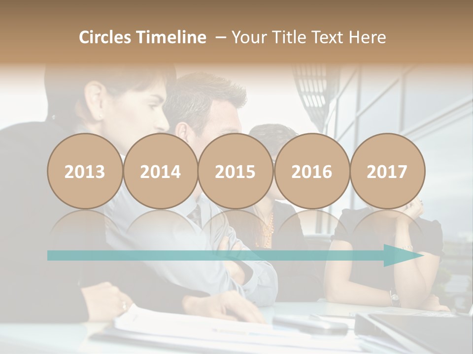 Business Table Businesswoman PowerPoint Template