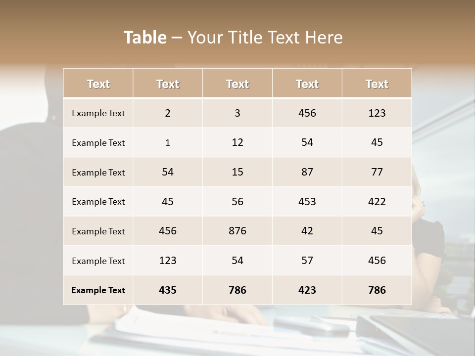 Business Table Businesswoman PowerPoint Template