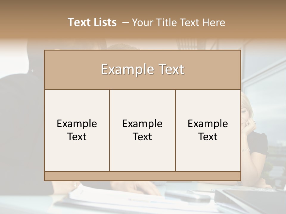 Business Table Businesswoman PowerPoint Template