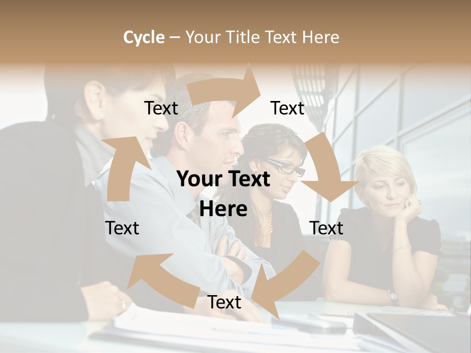 Business Table Businesswoman PowerPoint Template